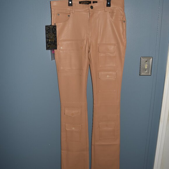 Majestik Other - Majestik Faux leather stacked cargo pants size 34